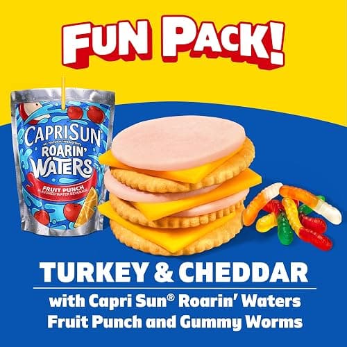 Lunchables, Turkey & Cheddar Capri Sun Roarin', 3.2 oz & 6 fl oz Pkg | 11g Protein per Serving, No Prep Needed, Convenient Grab-and-Go Lunch & Protein Snacks for Kids, One Serving Tray thumbnail 5