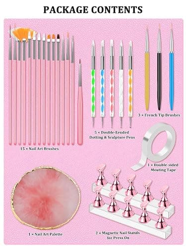 YOOVR Nail Art Design Tools, Nail Stand Holder for Painting Nails, Nail Art Brushes, Nail Dotting Sculpting Gel Tool, French Tip Tool Liner Brushes, Resin Nail Art Palette, Nail Stuff for Nail Techs thumbnail 2