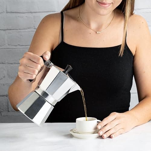 Primula Classic Stovetop Espresso and Coffee Maker, Moka Pot for Italian and Cuban Café Brewing, Greca Coffee Maker, Cafeteras, 6 Espresso Cups, Silver thumbnail 8