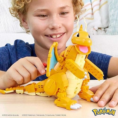 MEGA Pokémon Building Toys Set Dragonite with 387 Pieces, Articulated and Poseable with Motion, 7 Inches Tall, for Kids thumbnail 2