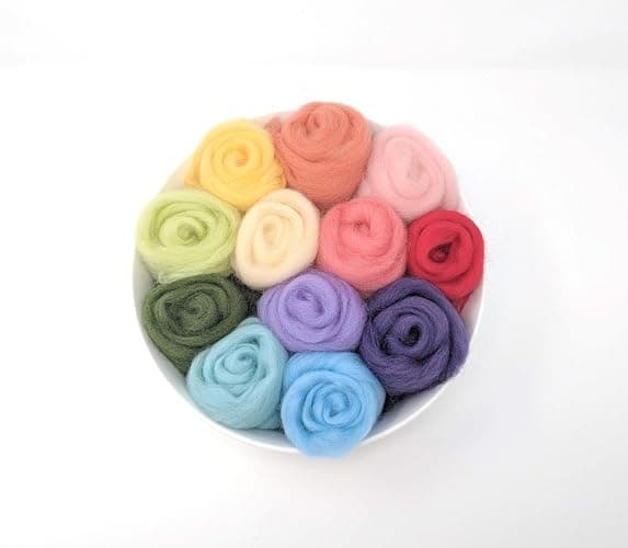 Cool Beans Boutique C Needle Felting Wool Set of 10 Colors (8 Grams Each Color) - Choose from Pastel Spring, Bold Summer, Warm Harvest Autumn, and ICY Blue Winter Series (Rainbow) thumbnail 3