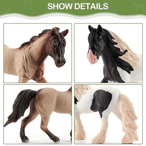 THINKBAY 35 PCS Horses Toys Set for Kids, Solid Realistic Horse Stable Playset Barn Toys for Girls, Ideal Birthday Farm Animals Gift for Toddlers thumbnail 7