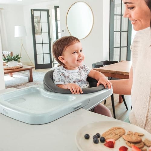 Chicco Hook-On High Chair for Babies and Toddlers, Portable, Rotating | Charcoal/Grey, baby highchair for ages 6-36 months, up to 37 lbs, folds flat, washable seat pad thumbnail 2