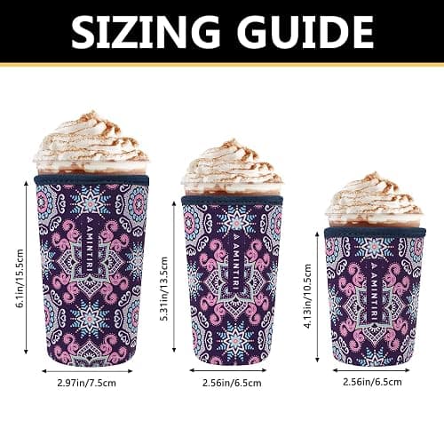 3 Pack Reusable Sleeve for Iced & Hot Drinks Cup, Neoprene Sleeve Compatible With Starbucks, Dunkin Coffee Cup (Brust Flower) thumbnail 3