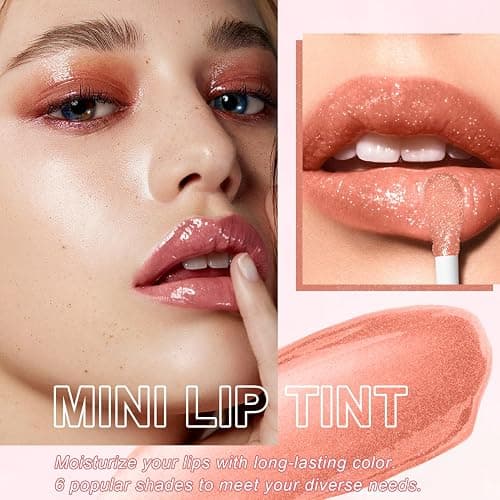6pcs Lip Gloss Oil Set, Mini Hydrating Lip Glow Oil Lip Gloss, Lipgloss Lipoil Set for Women Girls Teens, Tinted Plumping Fat Lip Oil Lip Balm for Dry Lips Nourishing (SET A) thumbnail 3