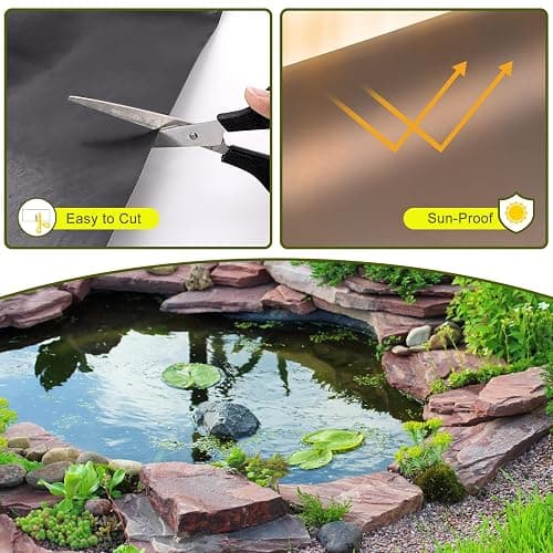 Froidesente 7 x 10 FT Pond Liner, 20 Mil Pond Liners for Outdoor Ponds, HDPE Pond Liner Easy Cutting Puncture Resistant, Pond Liners for Water Garden Fountain Waterfall, Koi Fish Aquaculture Pond thumbnail 5