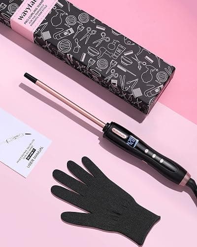 Wavytalk 3/8 Inch Small Curling Iron, Small Curling Iron Wand for Short & Long Hair, Ceramic Small Barrel Curling Iron with Adjustable Temperature, Include Heat Resistant Glove (Rose Pink) - 3/8 Inch No Clip (Rose Gold) thumbnail 7