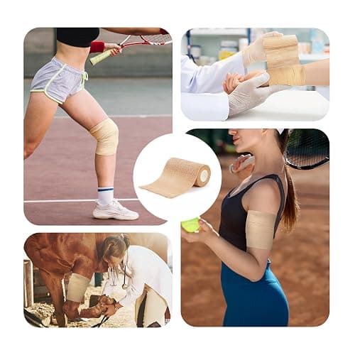 onida Adhesive Bandage Wrap 8pack，Cohesive Self Adhesive Tape,4" X 5 Yards Elastic Medical Non-Woven Sports Athletic Tape for Wrist,Ankle,Tattoo Grip Tape thumbnail 5