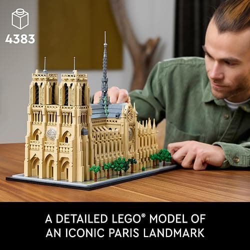 LEGO Architecture Notre-Dame de Paris Replica, Architectural Model Kit, Collectible Building Set for Adults, Build and Display Souvenir, Gift Idea for Lovers of History, Travel and Art, 21061 thumbnail 2