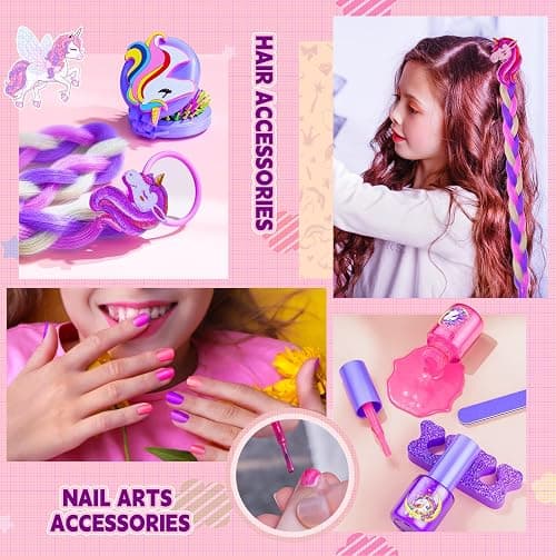 Beayuck Kids Makeup Kit for Girls - Girls Makeup Kit Toys, Real Washable Cosmetic Set with Storage Case, Kids Play Makeup Set for Christmas Birthday Gift 3 4 5 6 8 10 11 12+ Years Old, Purple thumbnail 5