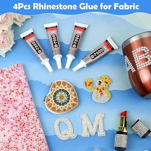 B7000 Glue Clear for Rhinestones, 4pcs 15mL Strong Adhesive B-7000 Jewelry Bead Gem Glue with Precision Tip, Quick Dry Bedazzling Adhesive for Jewelry Making Clothe Fabric Shoes DIY Crafts Nail Art thumbnail 3