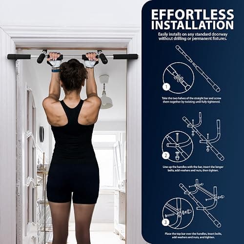 ZENO Pull Up Bar | Pull Up Bar for Doorway | Chin Up Bar with Padded Handles | Door Mounted Bar for Pull Ups | No Drilling Required thumbnail 4