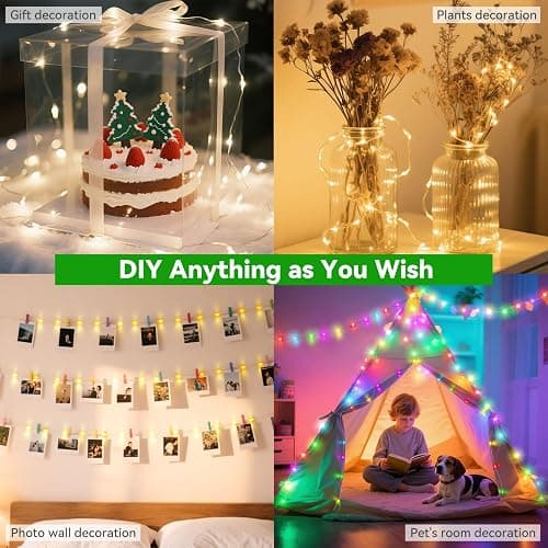 LitHome Led Christmas Fairy Lights Plug in, 200LED 66FT Color Changing Fairy Lights with Remote, 9 Modes Led Christmas Lights Indoor, Easter Pastel Fairy String Lights Twinkle for Party Easter Decor thumbnail 7