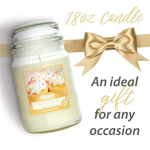 AIRPURE Large Candle Scented, Vanilla Cupcake Fragrance, 18oz Jar, 120 Hour Ornamental Candles, Fill The Room with a Warm and Homey Fragrance, for The Bedroom, Bathroom, Family Room of Office thumbnail 3