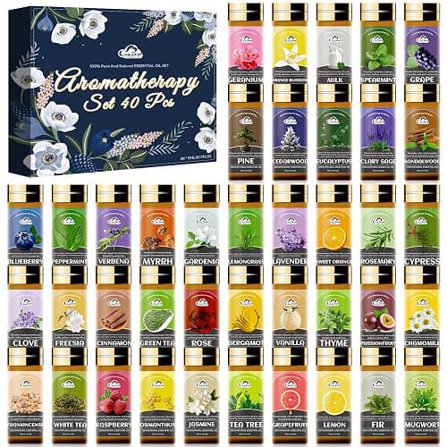 Essential Oil Set, 40 Pcs Aromatherapy Essential Oils for Diffusers for Home, 5ML Fragrance Gift Set for Skin, Soap Making, Massage, Hair Care, DIY Candle and Perfume Making - Image 1