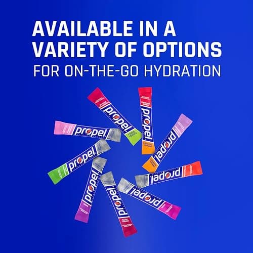 Propel Electrolyte Enhanced Water Drink Mix Powder Packets, 4 Flavor Variety Pack, Zero Calorie & Zero Sugar Hydration with Electrolytes and Vitamins C & E (50 Packets) - 4-Flavor Variety Pack - 10 Servings (Pack of 5) thumbnail 5
