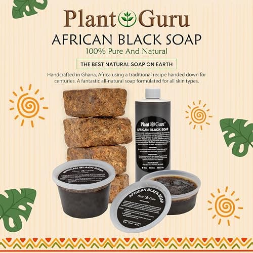 Raw African Black Soap Bar 8 oz. - 100% Pure Natural From Ghana. Acne Treatment, Aids Against Eczema & Psoriasis, Dry Skin, Scars and Dark Spots. Great For Pimples, Blackhead, Face & Body Wash. thumbnail 3