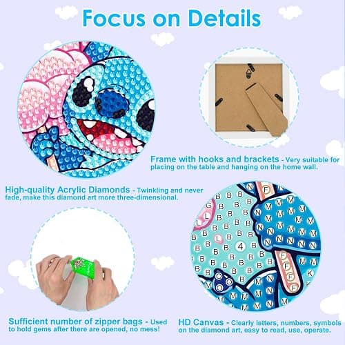 Diamond Art Kits for Kids - Crafts for Girls 8-12 - Diamond Art Painting with Wooden Frame - Arts and Crafts for Kids Ages 4-6 8-10 - GEM Art Supplies for Adult Beginners Home Wall Decor Gifts thumbnail 5