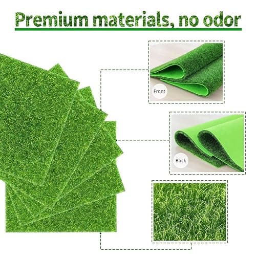 KAEZDD 4 Pcs 6 X 6 Inch Fake Grass Decor for Crafts, Artificial Grass for Miniature Ornament Projects, Model Turf Grass for DIY Fairy Garden Accessories and Decor Kit thumbnail 4