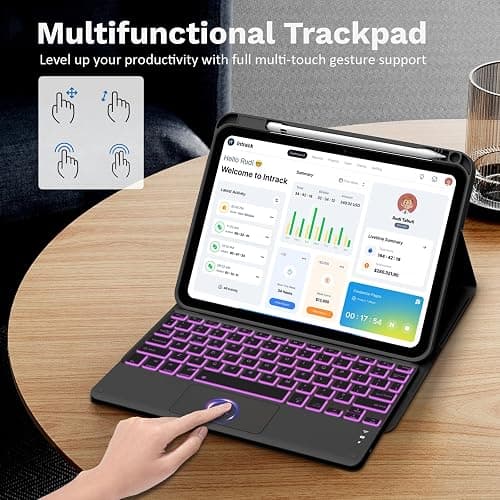 MoKo Touch Keyboard Case for iPad (A16) 11th/10th Gen,Nero | 7 Colors Backlit, Multi-TrackPad, with Pencil Holder, Auto Wake/Sleep, Compatible with iPad 11 inch 2025, iPad 10.9 inch 2020 thumbnail 5