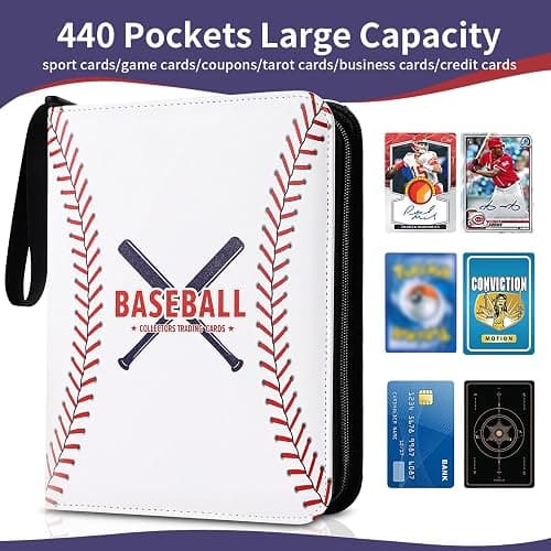 Baseball Card Binder with Sleeves 440 Pockets, Gifts for Baseball Card Collectors, Trading Card Holder Compatible with Topps Card, 55 Sleeves Card Album Card Storage Organizer thumbnail 4