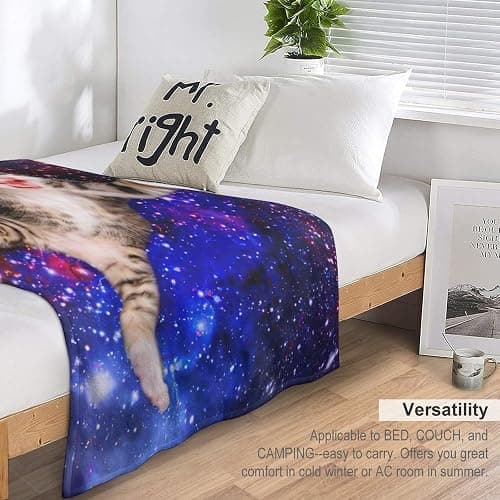 Cat Blanket Funny Gifts for Girls Boys Woman Kids Cat Lover Throw Blankets Soft Blanket Warm Fleece Flannel Plush Blankets for Bed Sofa Couch 60"x80" thumbnail 2