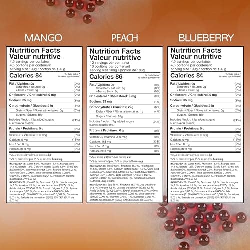 3 Flavors Popping Boba Pearls Bursting Tea Balls Drink & Dessert Topping Mango. Blueberry, Peach, Flavored Bubble Tea Pearls 2 LB (Mango, Blueberry, Peach, 2 Pound Pack of 3) thumbnail 3