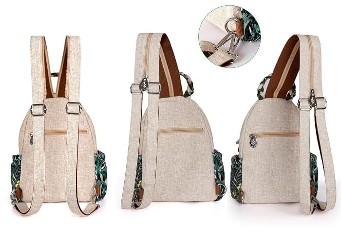 Girl's Convertible Sling Bag, Hand Craft Artisan Purse, Beautiful Canvas Premium Casual Day Mini Backpack for Women (Green Marsh) thumbnail 8