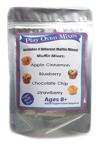 Children's Easy to Bake Oven Mixes Play Toy Real 4 Muffin Super Pack Refill Kit Apple Cinnamon Blueberry Chocolate Chip Strawberry Ultimate Set Cooking Baking Supplies Net Wt 4.0 oz - Image 1