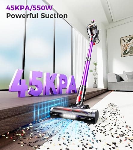 VIAFLY Cordless Vacuum Cleaner, 550W 45Kpa Vacuum Cleaners for Home, 60Mins Stick Vacuum with LED Display, Self-Standing & Anti-Tangle, 8-in-1 Wireless Vacuum for Carpet Pet Hair Hardfloor thumbnail 2