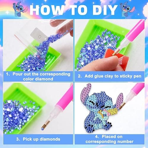 LWZAYS Diamond Art Kits for Kids, 5D Gem Art for Kids Ages 4-8, 6 PCS Double Sided Diamond Art Keychains, Arts and Crafts for Kids Ages 8-12 Boys Girls Birthday Gifts thumbnail 4