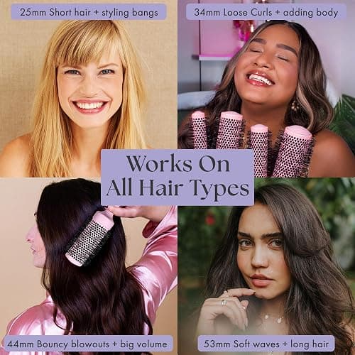 Lily England Round Blow Dry Brush Set for Women - Perfect for Voluminous Blowouts - Ceramic Ionic Technology - Luxury Gift for Her (Pink) thumbnail 5