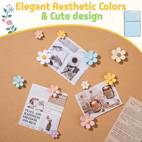 Homestheix - 3D Flower Magnets for Fridge 16 Pcs - Fridge Magnets Cute - Strong Refrigerator Magnet - Adorable Decorations for Office - Colorful Kitchen Decor - Cute Desk Accessories for Whiteboard thumbnail 2
