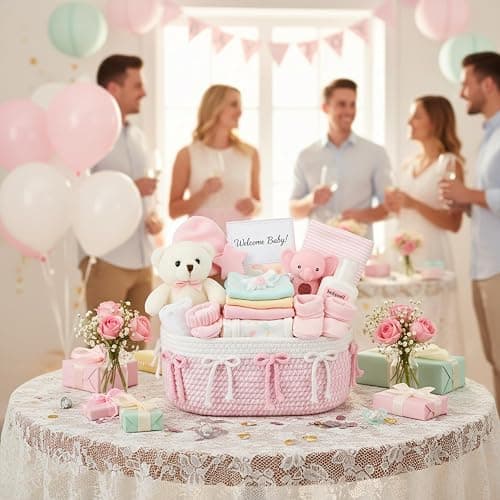 Geelin 3 Pcs Pink Bow Baskets Laundry Hamper Cute Coquette Woven Rope Gift Baskets Rectangle Shelf Organizer Storage Bins for Closet Bedroom Nursery Toys Organizing, 11.8''x7.8''x4.7'' thumbnail 5