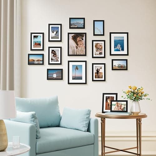 Vittanly 15 Pack Picture Frames Collage Wall Decor for Mounting or Tabletop Display, Gallery Frame Set for Family, Multi Sizes Including 3pcs 8x10, 6pcs 5x7, 6pcs 4x6, Black thumbnail 4