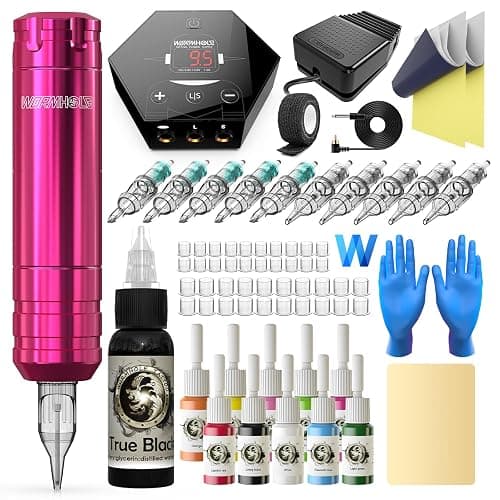 Wormhole Tattoo Kit for Beginners Complete Rotary Tattoo Machine Kit WTK104 | 11PCS Tattoo Ink, Dual Protection Uninterrupted Power Set, 10PCS Tattoo Needles, Aluminum Alloy Tattoo Pen, Practice Kit - Image 1