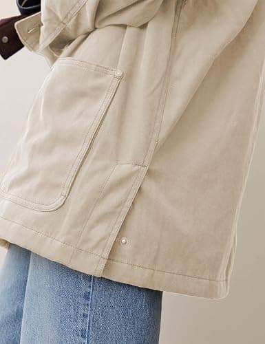 GTLIAE Barn Jackets for Women 2025 Fall Oversized Utility Cotton Coat Corduroy Collar Vintage Workwear with Pockets thumbnail 3