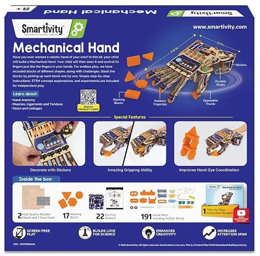 Smartivity DIY Robotic Mechanical Hand STEM Toy for Kids 8-14 Years Old | Parents Choice Award Winner I Birthday Gift for Kids | Engineering Kit for 8, 9, 10, 11, 12, 13, 14 Years Old Boys & Girls thumbnail 7