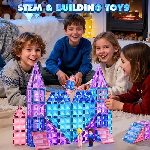 Magnetic Tiles 102pcs with 2 Stairs 2 Dolls Princess Castle Building Girls Toys Age 4-5 6-8 Magnetic Blocks Birthday Xmas Gifts for Girls Toys for 3 4 5 6 7 8+ Year Old thumbnail 6