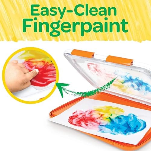 Crayola Mess Free Finger Painting Station – Washable Finger Paint for Toddlers, Essential Easter Basket Stuffers, Spring Arts & Crafts Set, Sensory Activity, Travel Toy, Ages 1+ thumbnail 4