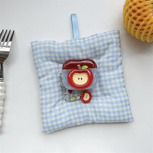 SGVAHY for AirPods 4 Case with Keychain Cute 3D Red Apple Pattern Design Soft Silicone Cover for Women Girls Anti-Fall Shockproof Protective Case for AirPods 4th Generation thumbnail 4