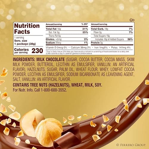Ferrero Rocher Chocolate Candy, Hazelnut Milk Chocolates, 3 Ct, 1.3 oz | Individually wrapped hazelnut chocolate, gourmet chocolate candy for gifting a sweet treat or snacking thumbnail 10