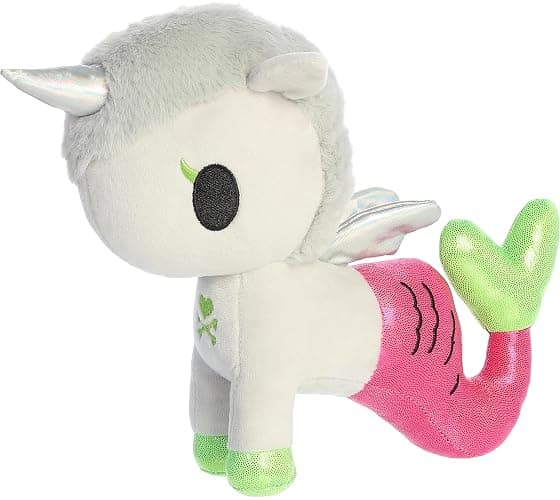 Aurora Enchanting ©Tokidoki Mermicorno Deejay Stuffed Animal - Bright & Colorful Design - Showpiece Plush - White 9.5 Inches - Image 1