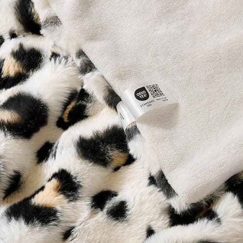 Cozy Bliss Leopard Print Faux Fur Throw Blanket for Couch, Fuzzy Soft Plush Thick Bubble Cheetah Blanket for Sofa Bedroom Living Room, 50x60 Inches thumbnail 5