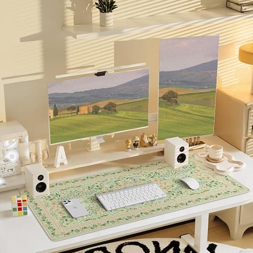 iCasso Desk Mat for Keyboard and Mouse, Large Mouse Pad, Desk Pad Mat, Anti-Slip Big Mousepad with Stitched Edges for Computer Desktop(Light Green) thumbnail 7