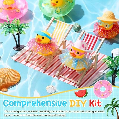 Poen 100 Pcs Rubber Duck Accessories Decorations for Cowgirl Hats Glasses Earphones So on Necklaces Swimming Ring Crowns Bibs DIY Accessories Gifts for Valentine Rubber Duck (Chic Style) thumbnail 2