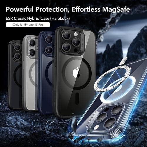 ESR for iPhone 15 Pro Case, Compatible with MagSafe, Military-Grade Protection, Yellowing Resistant, Scratch-Resistant Back, Magnetic Phone Case for iPhone 15 Pro, Classic Series, Clear thumbnail 3
