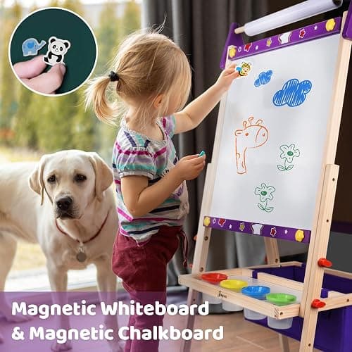 Joyooss Art Easel for Kids Easel for Toddlers,Adjustable Standing Wooden Toddler Easels Kid Whiteboard & Chalk Board Kids Dry Erase Board,Art Easel for Kid Age 2-4 4-8 9-12 Drawing Easels thumbnail 6