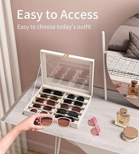 NEWLOOP 10/30 Slots Sunglass Organizer for Multiple Pairs of Eyeglass See-through Display Case Storage Box for Women Men thumbnail 3