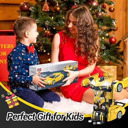 Qumcou Transform Remote Control Car, RC Cars for Boys Age 3-5 6-8, One-Button Transform Toy Cars, 2.4GHz, 360° Spin, 1:16 Scale, Flashing Headlight,3-8 Year Old Grandkids Christmas Birthday Gifts thumbnail 2